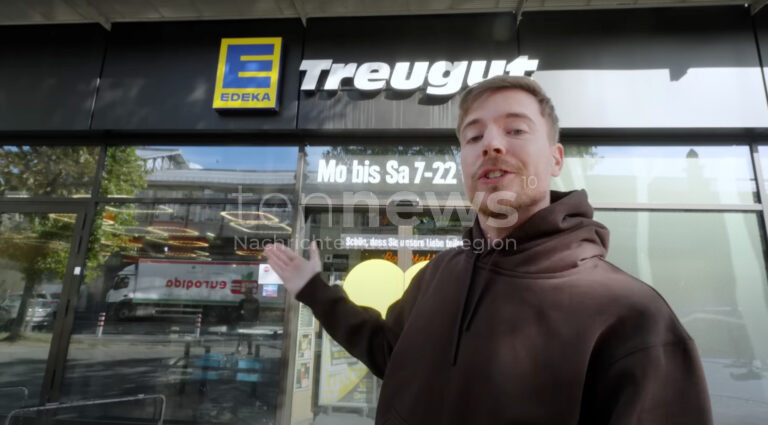 Einzigartige Aktion von MrBeast in Berlin. Der weltweit größte YouTuber räumte einen gesamten EDEKA-Markt für guten Zweck leer.