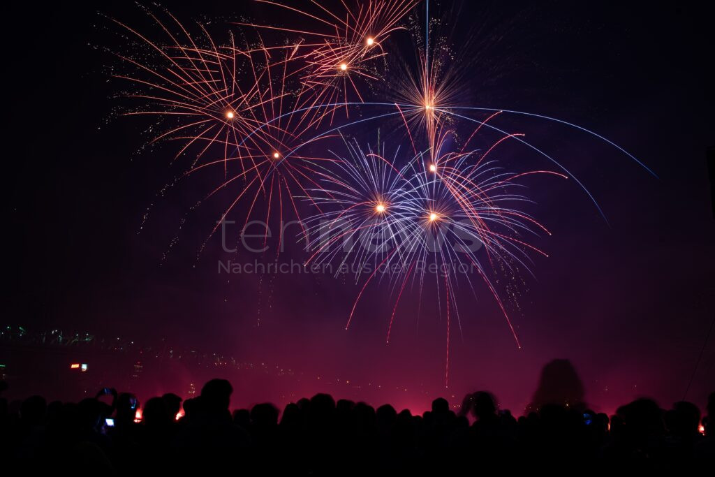 Leute schauen sich ein Feuerwerk an